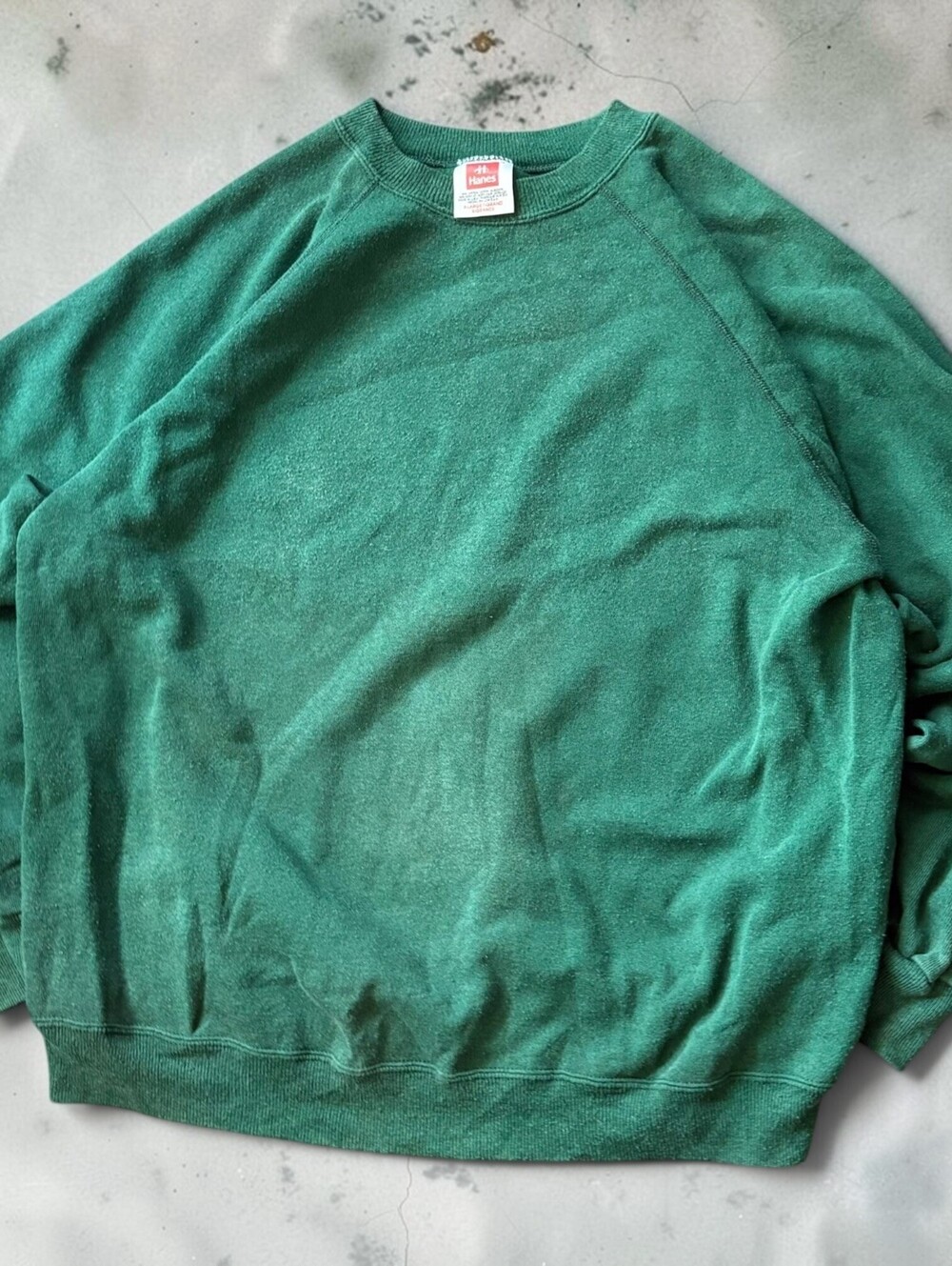 Vintage 90s Blank Crewneck Sweatshirt Minimalist Green Sweater XL Raglan USA